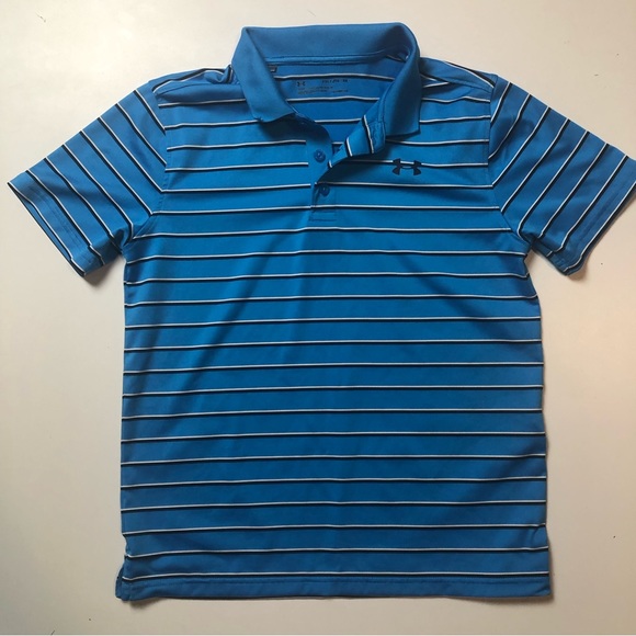 Under Armour Blue Loose Fit Golf Shirt Kids XL Heatgear - Picture 1 of 3